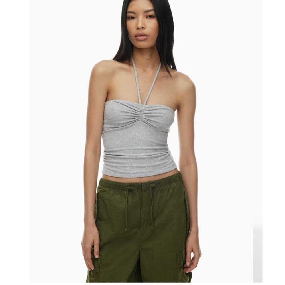 Aritizia TNA Chill Mila Halter Top SZ XS Heather Chrome Y2K Streetwear Coquette
